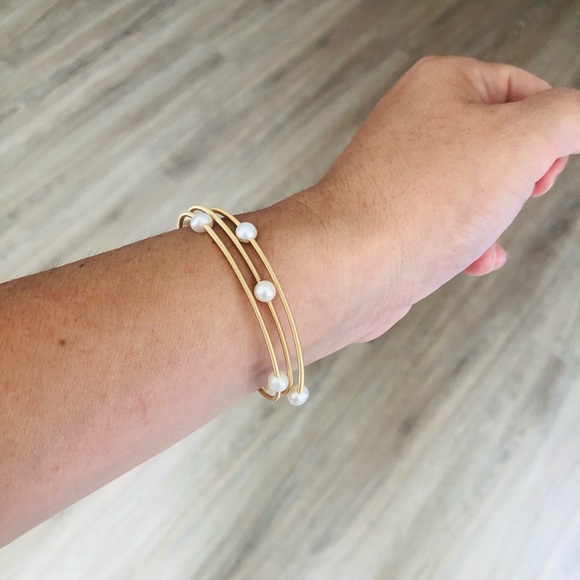Freshwater Pearl Gold Fill Wire Wrap Bangle - Picture 2 of 5